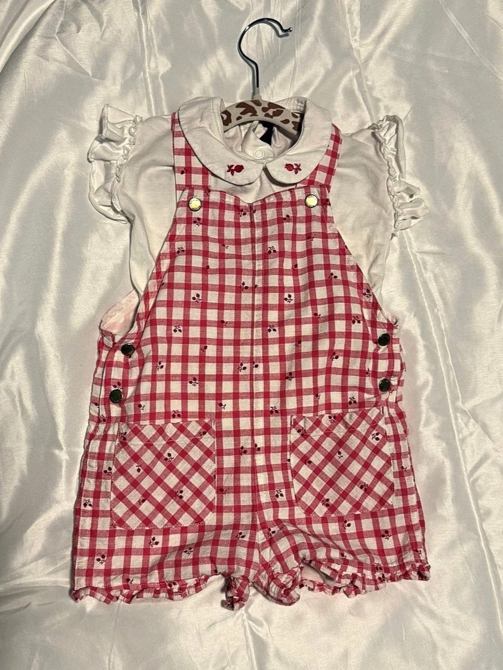 Sergent Major toddler Pink Gingham Romper Set